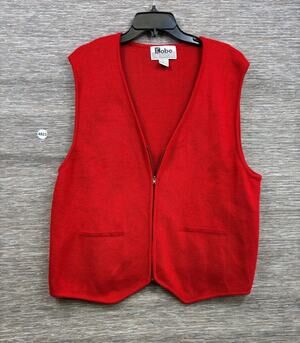 Kobe Sweater Vest Womens Size 2X Red Full Zip Pockets Knit Sleeveless Layering